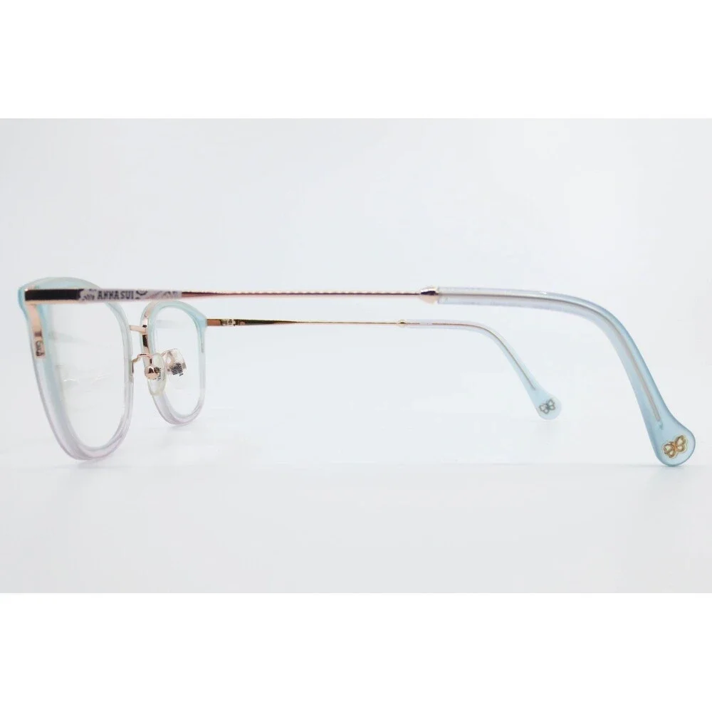 Anna Sui AS5107-1 685 Light Blue Rose Gold Cat Eye Eyeglasses Frames 51-20-140